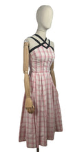 Load image into Gallery viewer, Original 1950&#39;s White and Pink Check Barbie Day Dress with Black Trim - Bust 32 *
