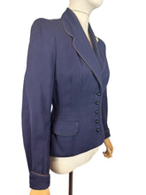 Load image into Gallery viewer, Original 1940's Blue Wool Single Breasted Jacket by Hamilton Fashions of New York - Bust 34 36

