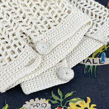 Load image into Gallery viewer, Original 1940&#39;s 1950&#39;s Pretty Cream Crochet Gloves - Small Size - As Is
