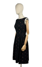 Load image into Gallery viewer, Original 1950&#39;s SABA Jrs of California Black Backless Dress with Rose Embroidery - Bust 34 *
