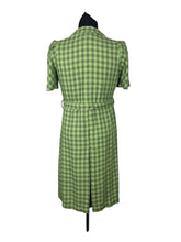 Load image into Gallery viewer, Original 1930's or 1940's Petite Fit Green and Grey Check Fine Wool Belted Day Dress - Bust 32 33
