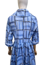 Load image into Gallery viewer, Original 1950’s Blue and White Cotton Day Dress with Double Collar - Bust 38
