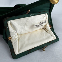 Load image into Gallery viewer, Stunning Original 1930's Forest Green Suede and Leather Five Sided Bag with Tassel Detail and Gold Clasp
