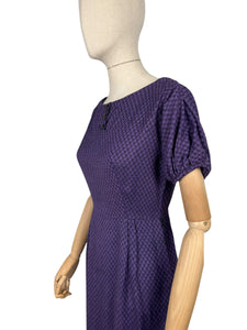 Original 1950's Purple and Black Wool Check Wiggle Dress - Bust 34 36