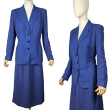 Load image into Gallery viewer, Original 1940&#39;s Hyacinth Blue Fine Linen Skirt Suit by Sacony Palm Beach - Bust 38 40
