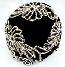 Load image into Gallery viewer, Original 1950's Black Velvet Evening Hat with Intricate Beading Detail
