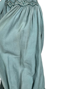 Stunning Original 1930's Blue Cotton Blouse with Heavy Smocking Detail - Bust 36 38