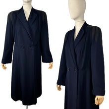 Load image into Gallery viewer, Original 1940&#39;s Navy Blue Medium Weight Wool Coat with Soutache Detail - Bust 38 40
