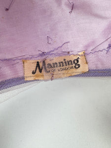 Original 1950's Manning of London Lavender Purple Hat with Ruffle Trim