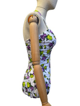 Load image into Gallery viewer, Original 1950’s Textured Cotton Swimsuit with Roses Print in Yellow and Purple - Bust 32 34
