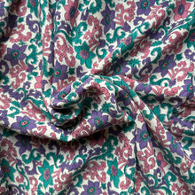 Load image into Gallery viewer, Original 1940&#39;s White, Green, Pink and Purple Crepe Dressmaking Fabric - 35&quot; x 120&quot;
