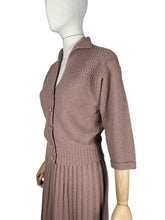 Load image into Gallery viewer, Original 1950's Warm Brown Pure Wool Skirt and Cardigan Knit Set by Kimberly - Bust 36 38 *
