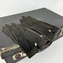 Load image into Gallery viewer, Vintage 1950&#39;s Black Suede Gloves with Floral Embroidery - Size 6.5 *
