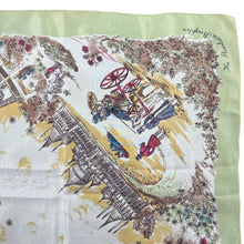 Load image into Gallery viewer, Original 1940&#39;s 1950&#39;s Pistachio Green Crepe Tourist Scarf for Bath and Brighton - Great Headscarf
