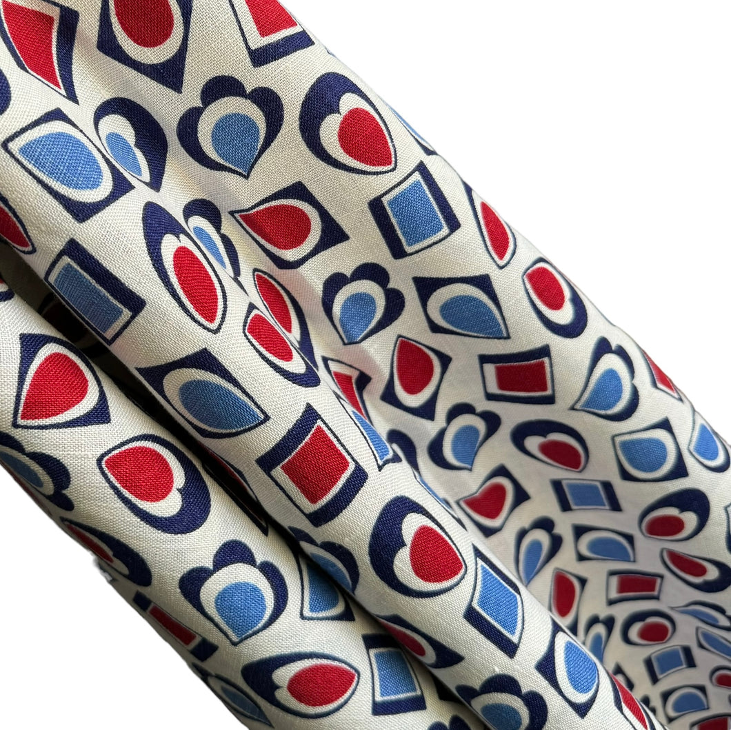 Original 1940's Patriotic Red, White and Blue Linen Dressmaking Fabric - 34