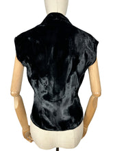 Load image into Gallery viewer, Original 1950&#39;s Inky Black Cotton Velvet Evening Blouse - Bust 34
