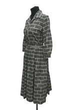 Load image into Gallery viewer, Original 1950's 1960's Geometric Print Cotton Belted Day Dress - Bust 33 34 *
