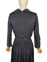 Load image into Gallery viewer, Original 1950's Heavy Black Silk Long Sleeved Dress with Pockets - Bust 34
