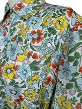 Load image into Gallery viewer, Original 1940's Bright Floral Cotton Hostess Dress in Red, Blue, Pink, Green and White - Housecoat - Bust 38 40 *
