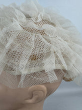Load image into Gallery viewer, Original 1950&#39;s Ivory Mesh Ruffle Hat - Sweet Little Net Hat
