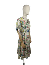 Load image into Gallery viewer, Original 1950&#39;s Pretty Pink, Yellow, Blue and Green Floral Day Dress in Artificial Silk - Bust 36 *
