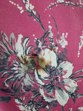Load image into Gallery viewer, Original 1940's 1950’s Jacqmar Pure Silk Scarf with Pretty Floral Print in Grey and White on a Bright Pink Base
