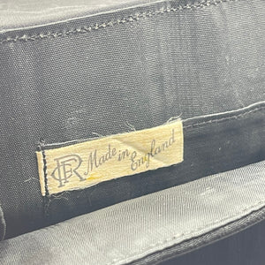 Original 1950's Black Crepe Clutch Bag with Clear Claw Set Paste Trim by RFC *
