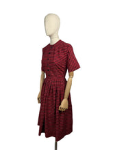 Load image into Gallery viewer, Original 1950&#39;s Red, Black and White Cotton Shirtwaist Dress - Bust 38 40 *
