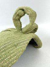 Load image into Gallery viewer, Original 1950&#39;s Green and Gold Stripe Textured Fabric Hat with Loop Trim
