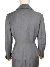 Load image into Gallery viewer, Original 1950's Mornessa Grey Worsted Wool Single Breasted Skirt Suit - Bust 36 38
