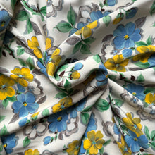 Load image into Gallery viewer, Original 1930&#39;s 1940&#39;s Ivory, Green, Black and Yellow Satin Backed Crepe Dressmaking Fabric - 35&quot; x 140&quot;
