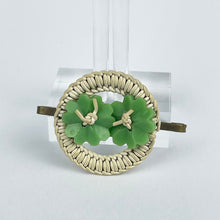 Load image into Gallery viewer, Original 1940&#39;s Green and White Make Do and Mend Brooch with Double Green Button Middle
