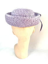 Load image into Gallery viewer, Original 1950's Lilac Straw Hat with Upturned Brim and Grosgrain Trim *
