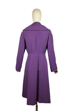 Load image into Gallery viewer, Original 1950’s Deep Purple Ribbed Wool Princess Coat with Shawl Collar - Bust 36
