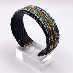 1940's Make Do and Mend Wire Cuff Bracelet in Black, White, Red, Blue, Orange, Yellow and Green 'Telephone Wire'