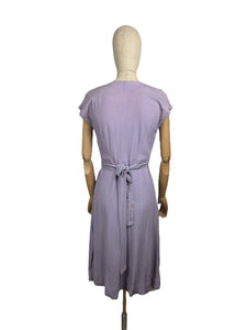 AS IS Original 1940's Lavender Purple Crepe Belted Day Dress - Bust 34 36