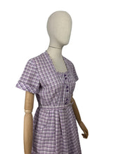 Load image into Gallery viewer, Original 1950&#39;s Lilac, Black, White and Grey Belted Check Dress by Roxanne Adams - Bust 38
