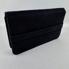 Load image into Gallery viewer, Original 1940&#39;s 1950&#39;s Black Fabric Covered Clutch Bag with Diamond Trio Paste Trim
