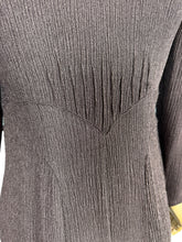 Load image into Gallery viewer, Original 1930's Dark Brown Satin Backed Crinkle Crepe Day Dress with Glass Buttons - Bust 32 34
