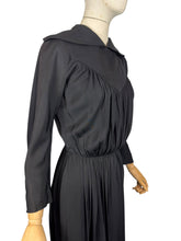 Load image into Gallery viewer, Original 1950's Heavy Black Silk Long Sleeved Dress with Pockets - Bust 34
