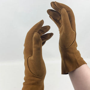 Beautifully Soft Vintage 1950's Rust Suede Ladies Gloves *