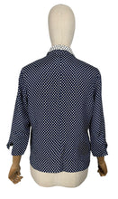 Load image into Gallery viewer, Original 1940's REMBRANDT Navy and White Square Dot Jacket with Contrast Collar - Bust 38 *
