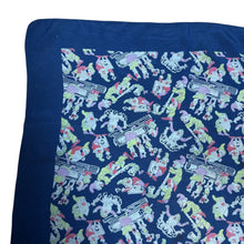 Load image into Gallery viewer, Original 1930’s 1940’s Blue, Pink and Green Pure Silk Scarf Featuring Snow White’s Seven Dwarfs Playing Instruments
