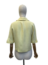Load image into Gallery viewer, Original 1950's Pale Yellow Pure Linen Jacket with White Buttons - Bust 35 36

