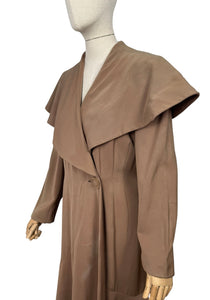 Wounded But Wearable Original American 1930’s Brown Pure Wool Coat with Huge Collar by W.M. Devitz - Bust 34 36 *