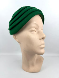Original 1950's Vibrant Kelly Green Felt Hat by Jacoll