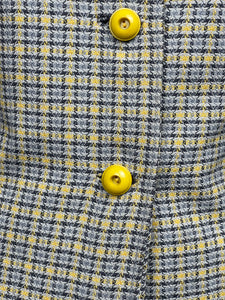 RESERVED FOR KELLY - DO NOT BUY Original 1940's Grey and Yellow Check Jacket with Fabulous Pocket Detail by Brenner Sports - Bust 38