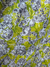 Load image into Gallery viewer, 1950's Style Cotton Day Dress in Chartreuse Green, Black and White Floral Print - Bust 37
