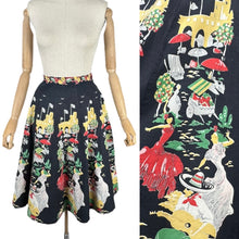 Load image into Gallery viewer, Original 1950&#39;s Black, Green and Red Novelty Print Spanish Flamenco Skirt - Waist 29 *
