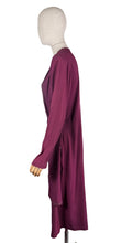Load image into Gallery viewer, Original Late 1930's or Early 1940's Burgundy Crepe Long Sleeved Dress with Stud Detail - Bust 42
